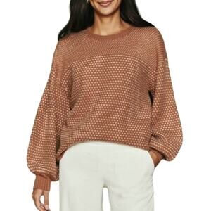 Summersalt Cashmere Wool Round Neck Balloon Sleeve Camel Tan Knit Sweater Size S